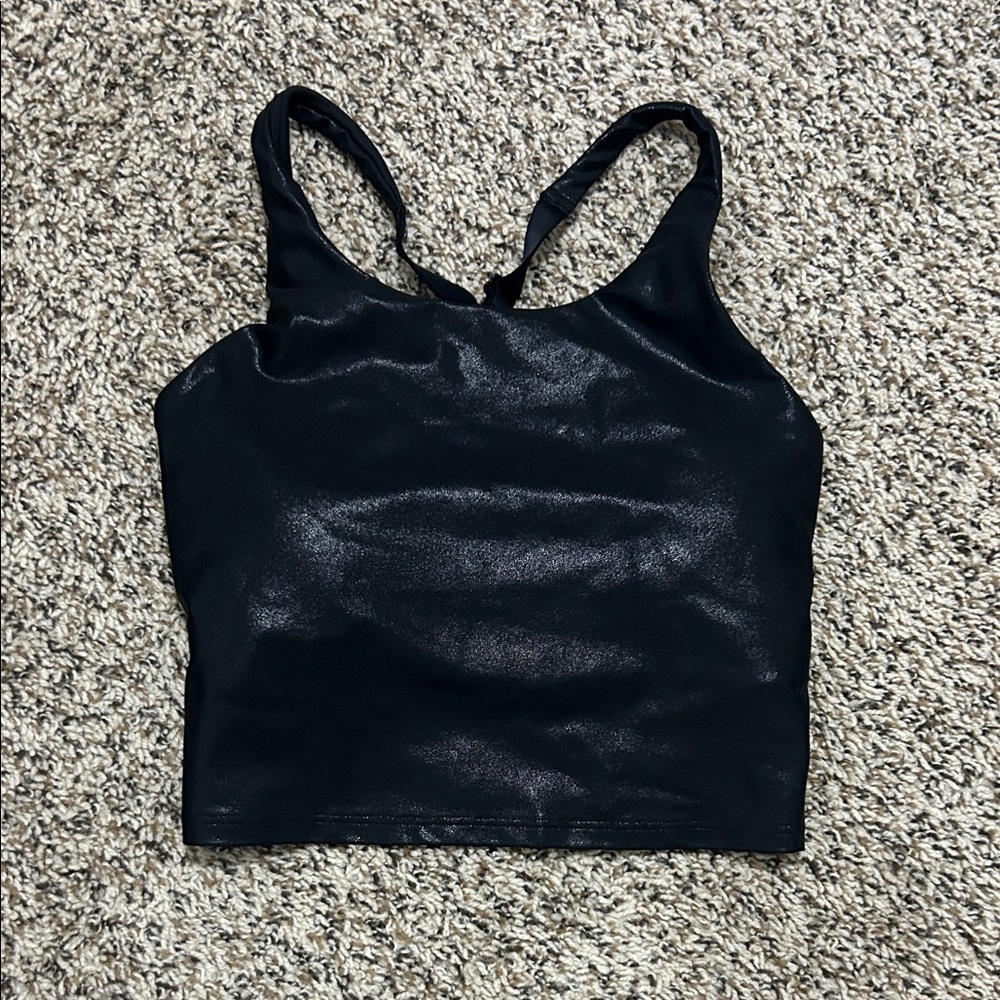Old Navy Black Shimmer Crop Tank Top